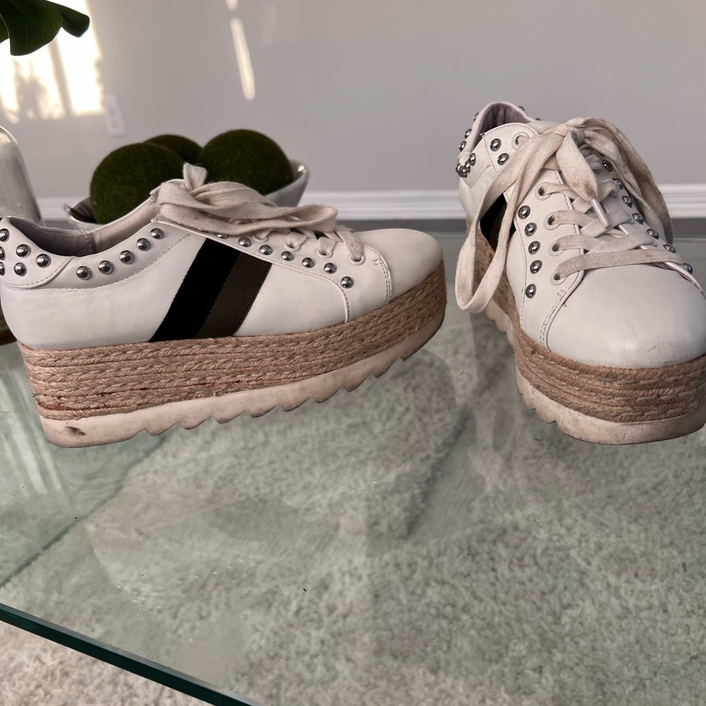 Steve Madden High sneakers in white with multicolor details, size 8.5